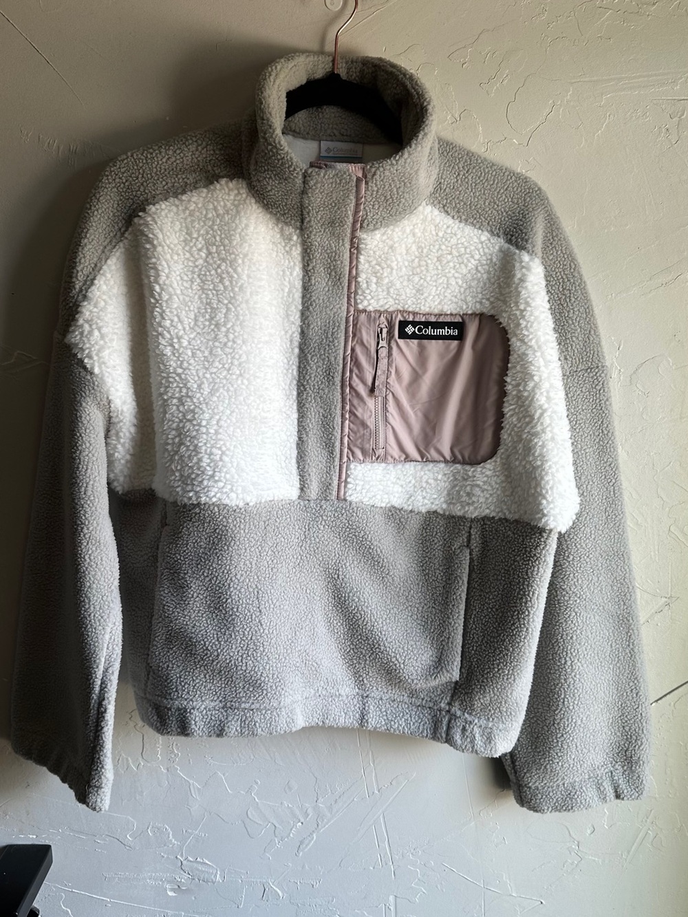 Columbia Sherpa Fleece Pullover Anorak Colorblock Gorpcore Hiking Outdoor M